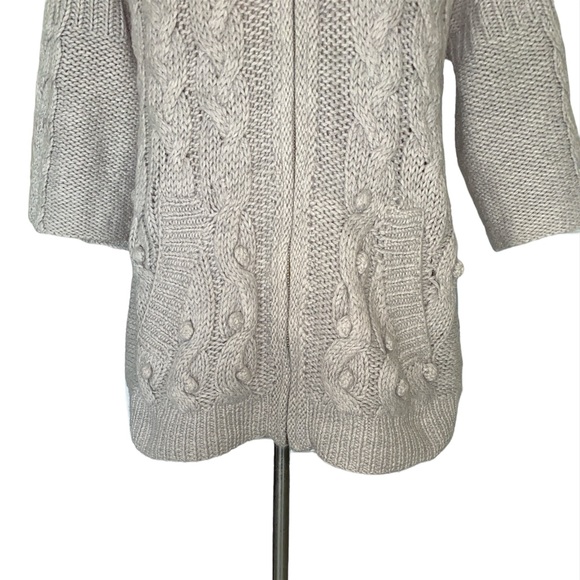 French Connection Alpaca Gray Cable Knit Zip Cardigan - L - Picture 3 of 9